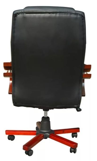 Fauteuil de bureau avec accoudoirs cuir et bois massif noir Kina - Photo n°4