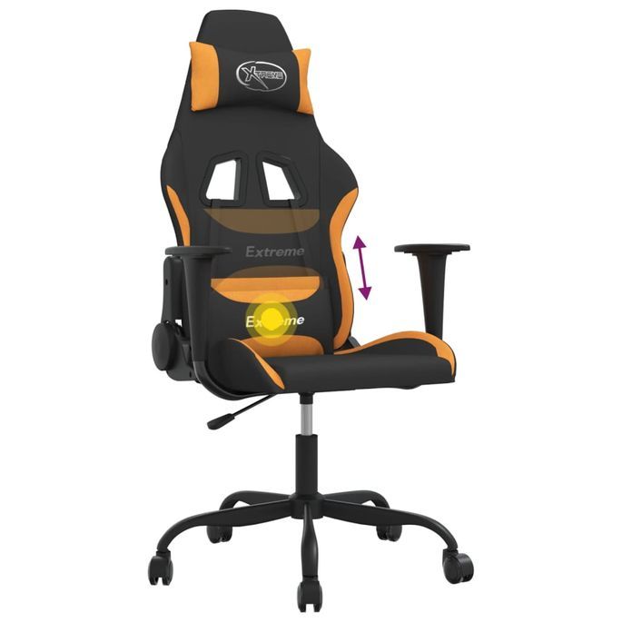 Fauteuil de jeu pivotant Noir et jaune foncé Tissu - Photo n°7