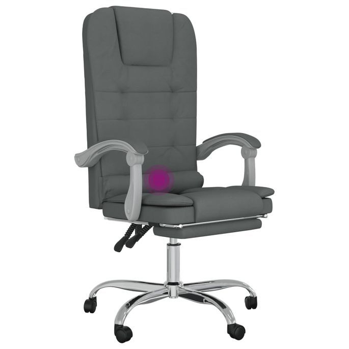 Fauteuil de massage inclinable de bureau Gris foncé Tissu - Photo n°9
