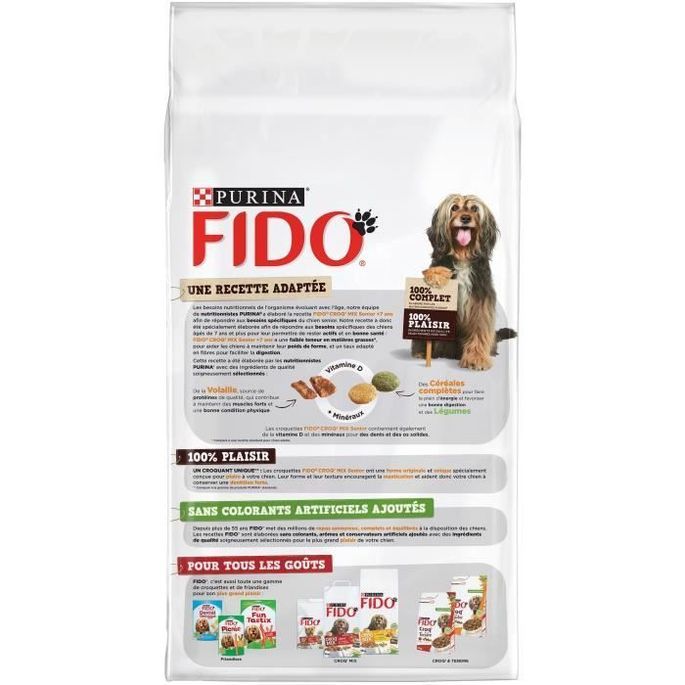 FIDO Croquettes aux viandes, céréales et légumes - Pour chien sénior - 3 kg