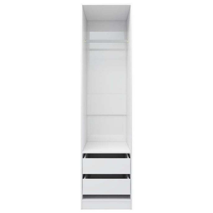 Garde-robe avec tiroirs Blanc brillant 50x50x200 cm - Photo n°4
