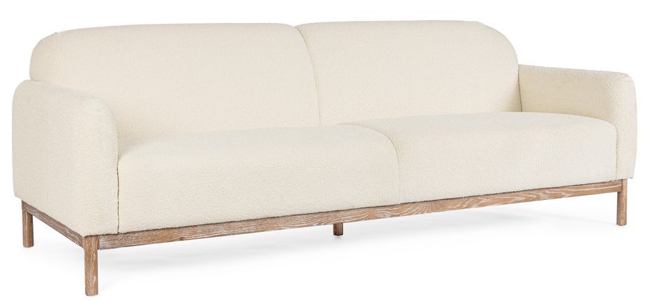 Grand canapé tissu doux naturel bouclé Kindel 232 cm - Photo n°1