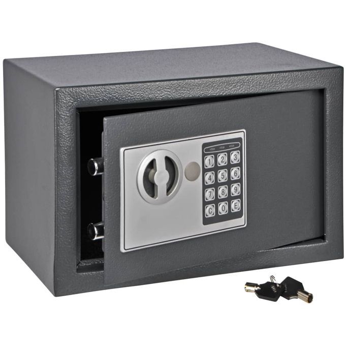HI Coffre-fort avec serrure électrique Gris foncé 31 x 20 x 20 cm - Photo n°2