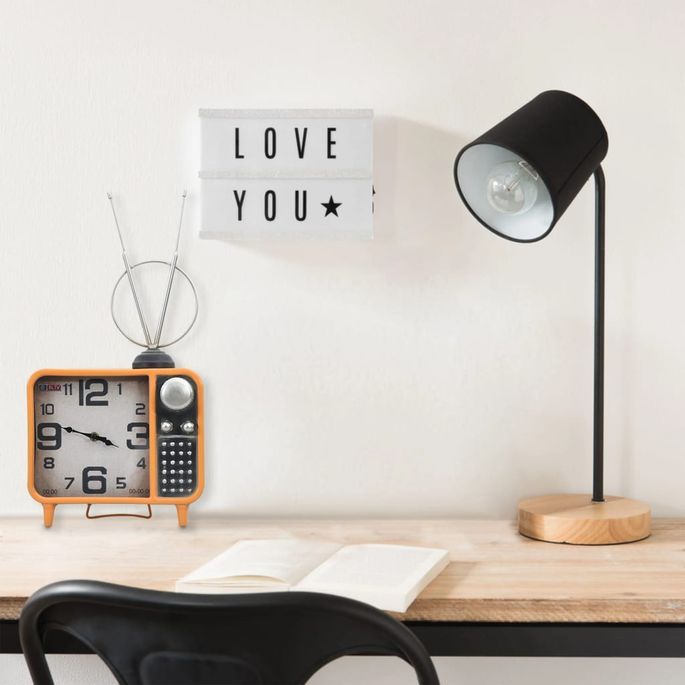 Horloge de table Orange et noir 25x11x48 cm Fer et MDF - Photo n°1