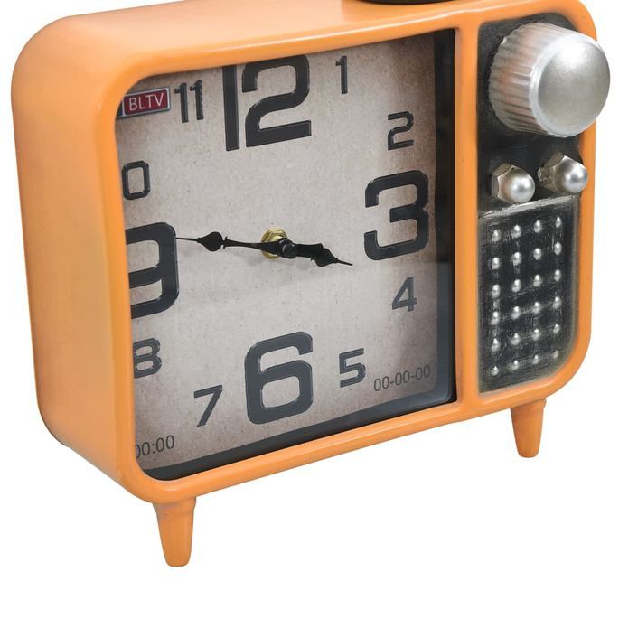 Horloge de table Orange et noir 25x11x48 cm Fer et MDF - Photo n°5