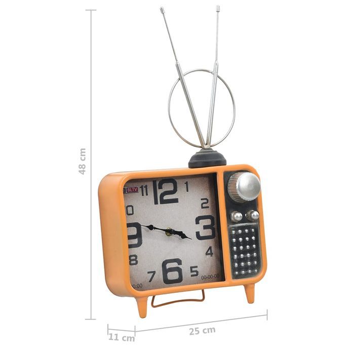 Horloge de table Orange et noir 25x11x48 cm Fer et MDF - Photo n°6