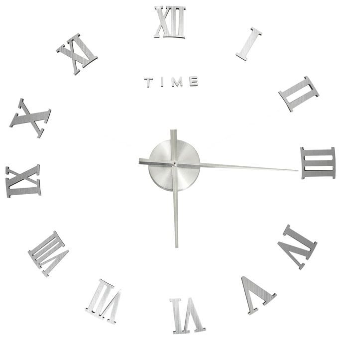 Horloge murale 3D Design moderne Argenté 100 cm XXL 4 - Photo n°2