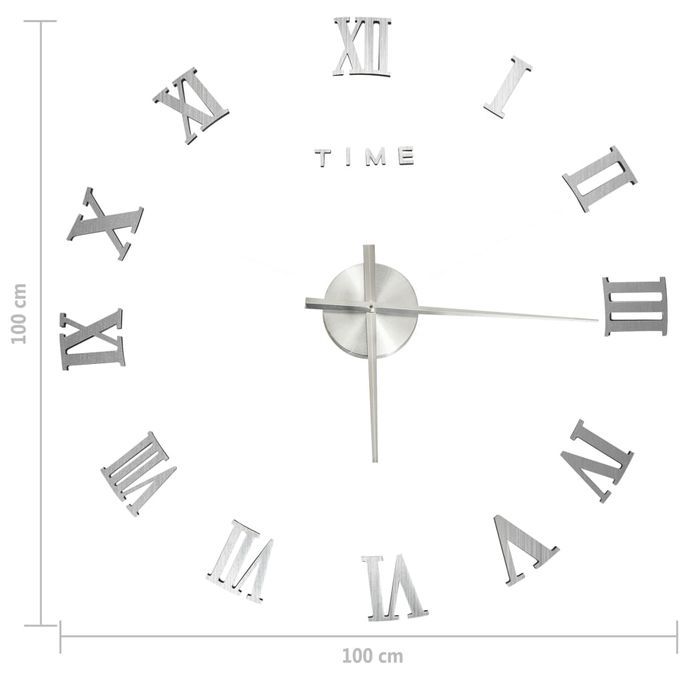 Horloge murale 3D Design moderne Argenté 100 cm XXL 4 - Photo n°5