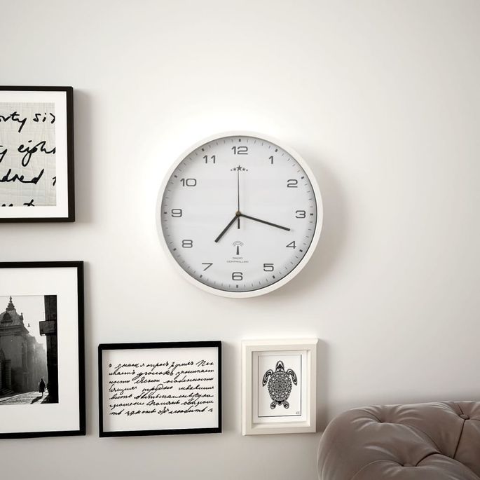 Horloge murale radioguidée avec mouvement à quartz 31 cm Blanc - Photo n°2