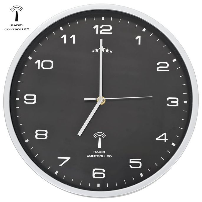 Horloge murale radioguidée avec mouvement à quartz 31 cm Noir - Photo n°1