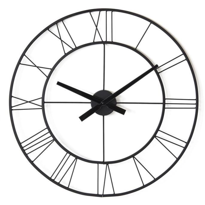 Horloge murale ronde métal noir Navor D 60 cm - Photo n°1