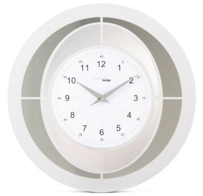 Horloge murale ronde méthacrylate plaqué argent Tempus - Photo n°1
