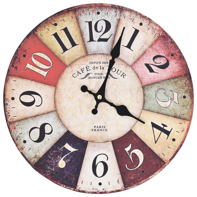 Horloge murale vintage Colorée 30 cm - Photo n°1