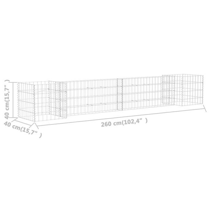 Jardinière à gabion en H Fil d'acier 260x40x40 cm - Photo n°5
