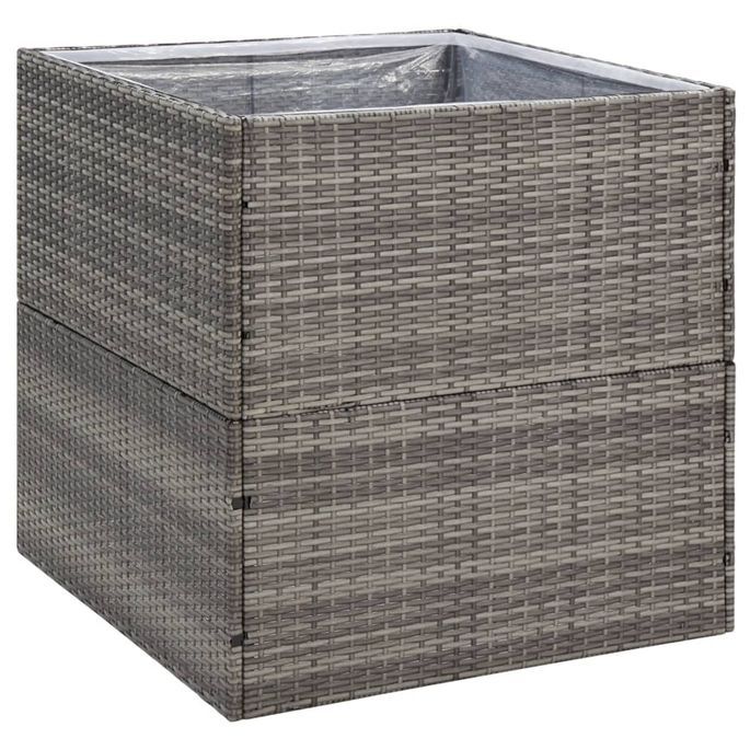 Jardinière Gris 80x80x80 cm Résine tressée - Photo n°2