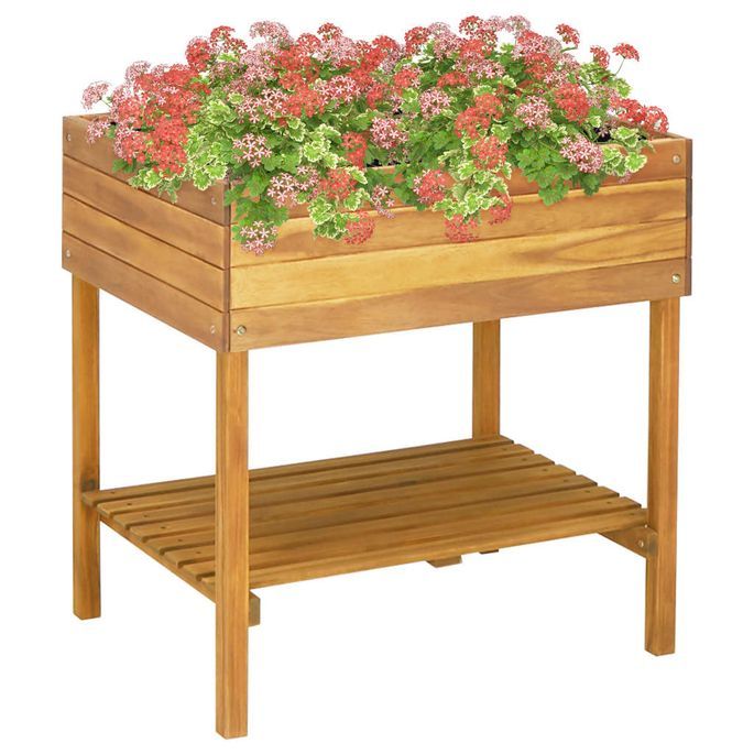 Jardinière surélevée 78,5x58,5x78,5 cm Bois massif d'acacia - Photo n°1