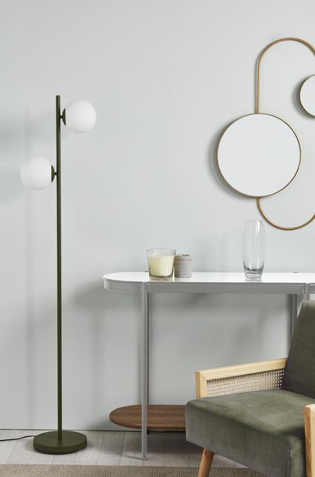Lampadaire 2 ampoules métal brossé vert kaki Etro - Photo n°3