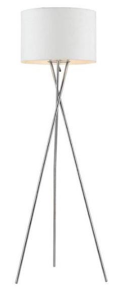 Lampadaire trépieds argenté et tissu blanc Miko 160 cm - Photo n°3
