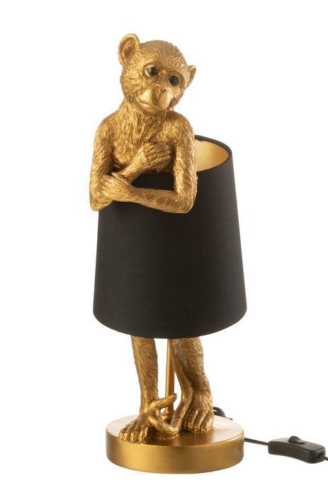 Lampe de chevet singe debout doré H 43 cm - Photo n°1