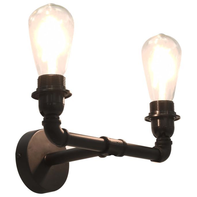 Lampe murale à 2 voies Noir 2 ampoules E27 - Photo n°1