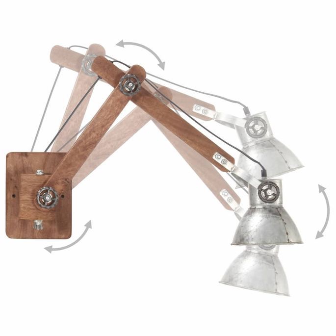 Lampe murale Style industriel Argenté Rond E27 - Photo n°3
