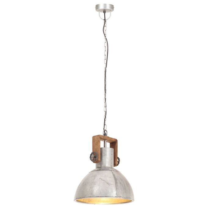 Lampe suspendue industrielle 25 W Argenté Rond 30 cm E27 - Photo n°4