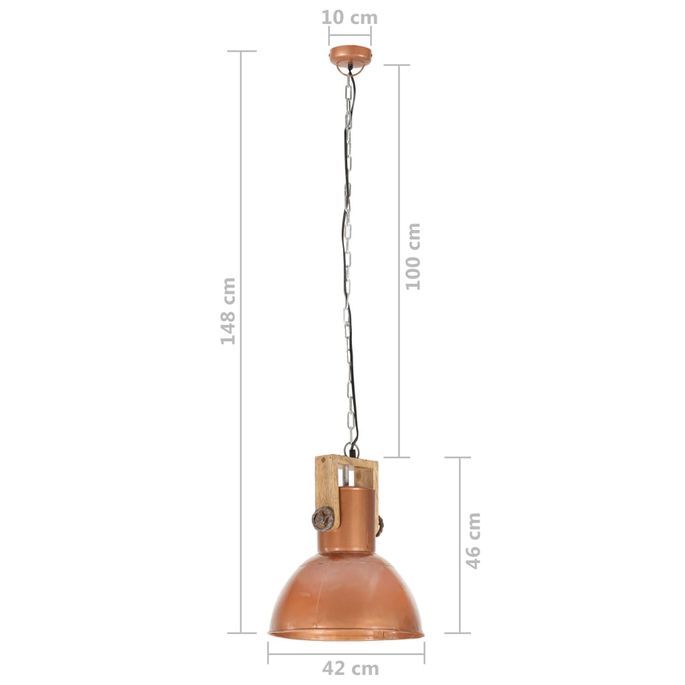 Lampe suspendue industrielle 25 W Cuivre Rond Manguier 42cm E27 - Photo n°11