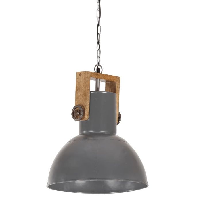 Lampe suspendue industrielle 25 W Gris Rond Manguier 32 cm E27 - Photo n°3