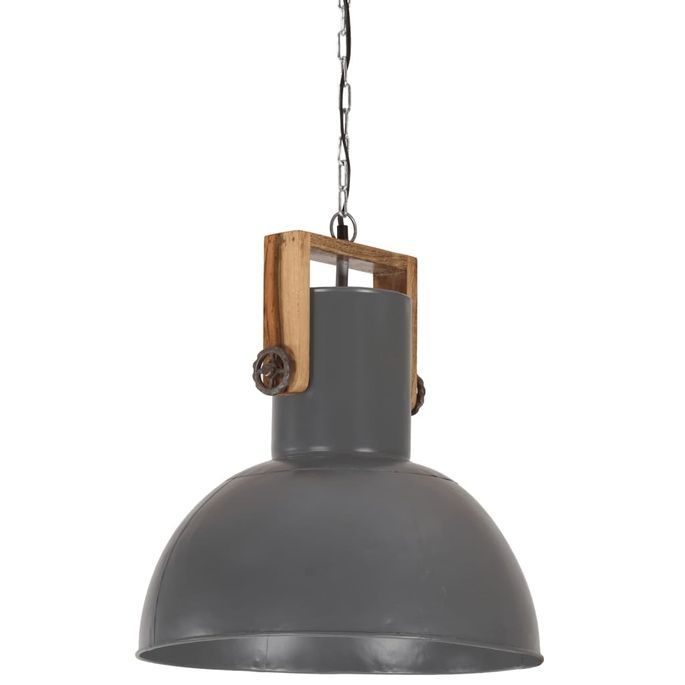 Lampe suspendue industrielle 25 W Gris Rond Manguier 42 cm E27 - Photo n°3