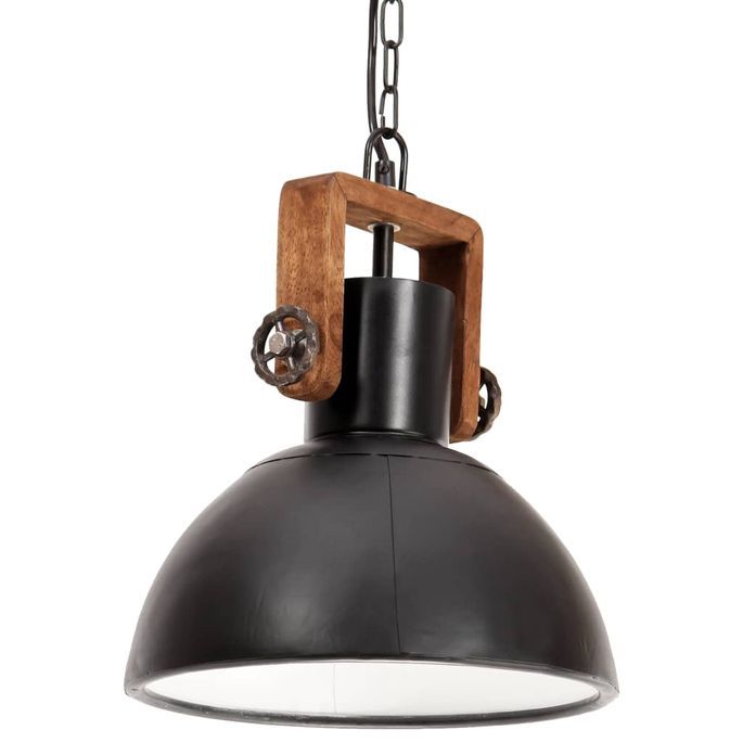 Lampe suspendue industrielle 25 W Noir Rond 30 cm E27 - Photo n°2