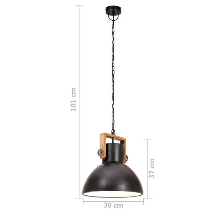 Lampe suspendue industrielle 25 W Noir Rond 30 cm E27 - Photo n°11