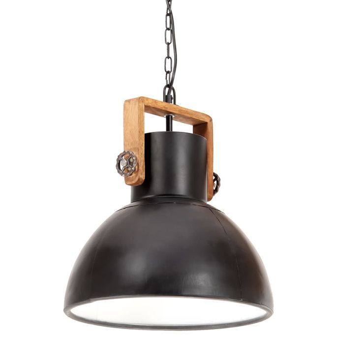 Lampe suspendue industrielle 25 W Noir Rond 40 cm E27 - Photo n°2