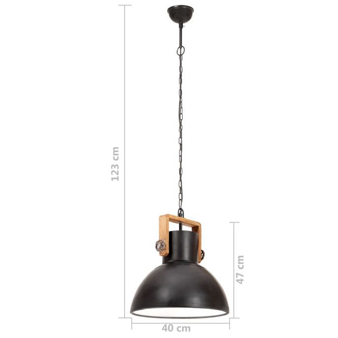 Lampe suspendue industrielle 25 W Noir Rond 40 cm E27 - Photo n°11