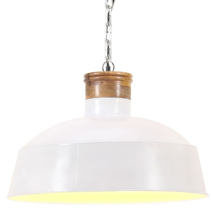 Lampe suspendue industrielle 32 cm Blanc E27 - Photo n°1