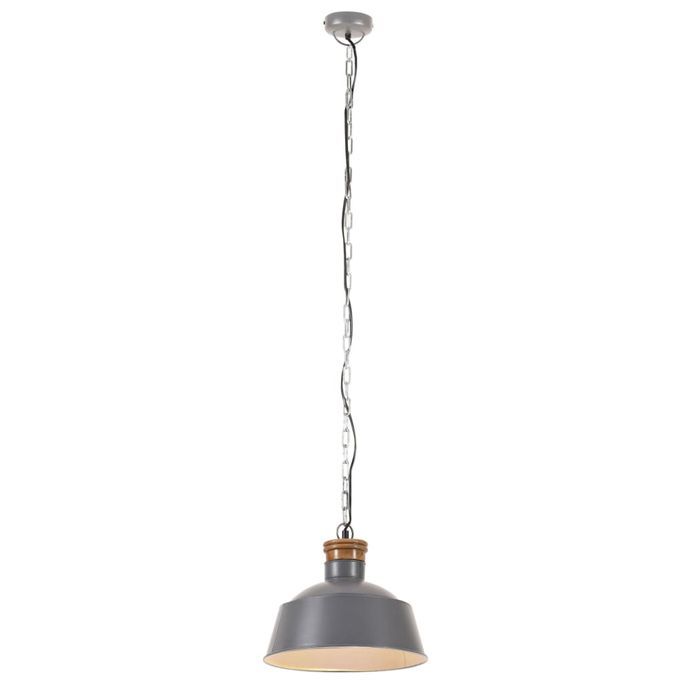 Lampe suspendue industrielle 32 cm Gris E27 - Photo n°3