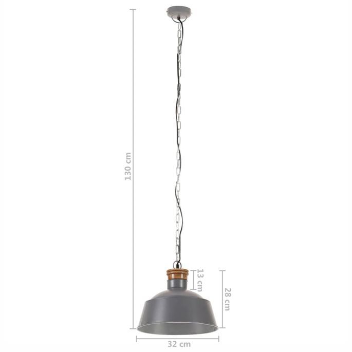 Lampe suspendue industrielle 32 cm Gris E27 - Photo n°10