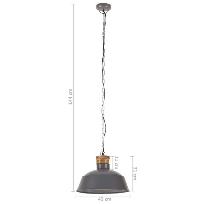 Lampe suspendue industrielle 42 cm Gris E27 - Photo n°10