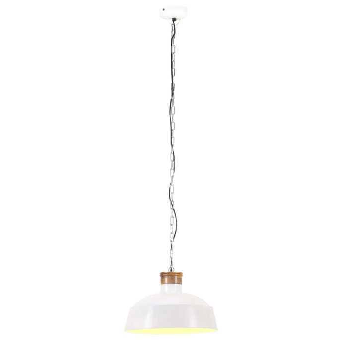 Lampe suspendue industrielle 58 cm Blanc E27 - Photo n°3