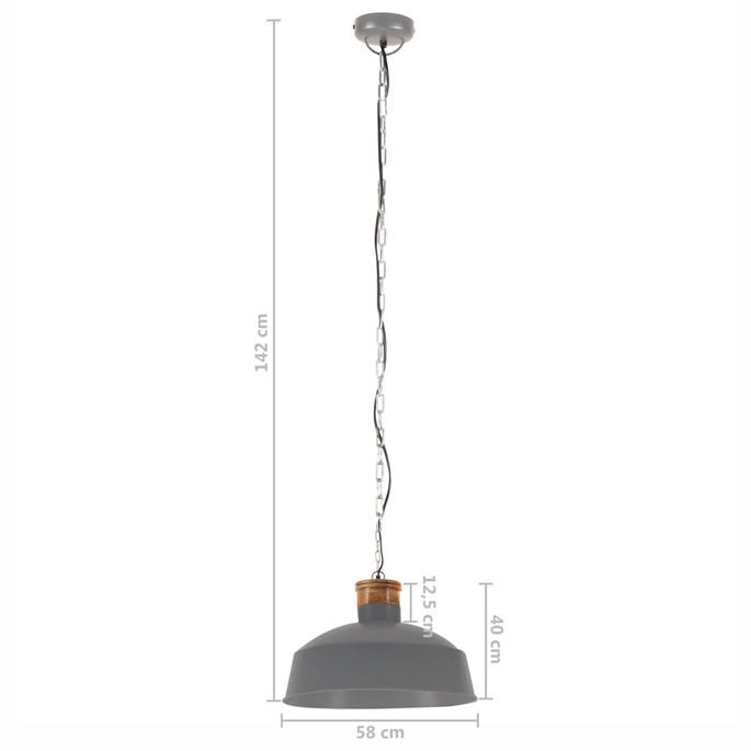 Lampe suspendue industrielle 58 cm Gris E27 - Photo n°10