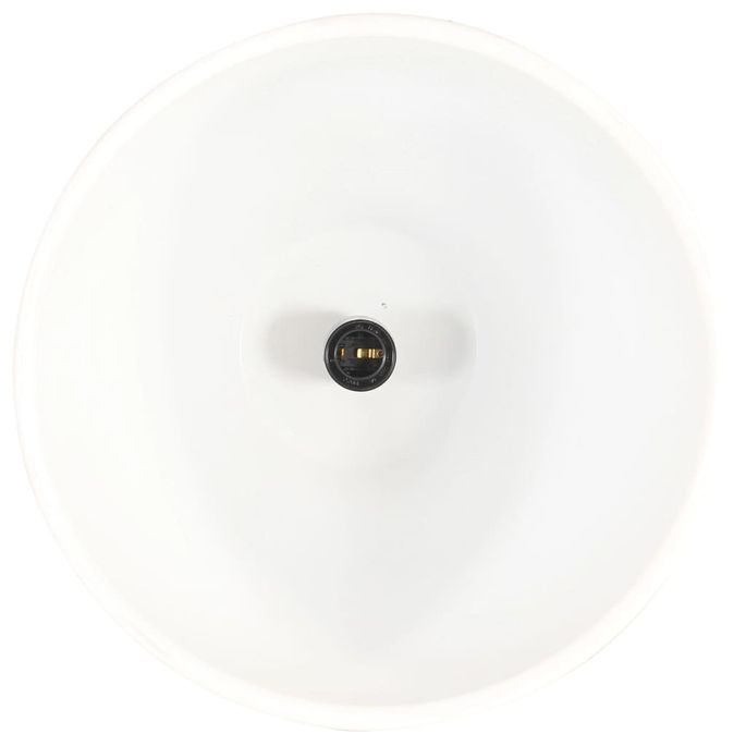 Lampe suspendue industrielle Blanc Fer et bois solide 23 cm E27 - Photo n°7