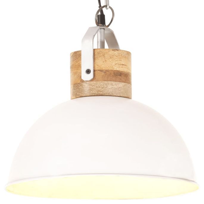 Lampe suspendue industrielle Blanc Rond 32 cm E27 Manguier 2 - Photo n°1