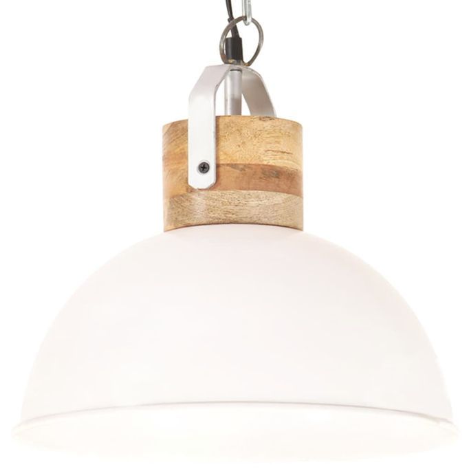 Lampe suspendue industrielle Blanc Rond 32 cm E27 Manguier 2 - Photo n°3