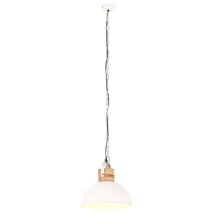 Lampe suspendue industrielle Blanc Rond 32 cm E27 Manguier 2 - Photo n°4