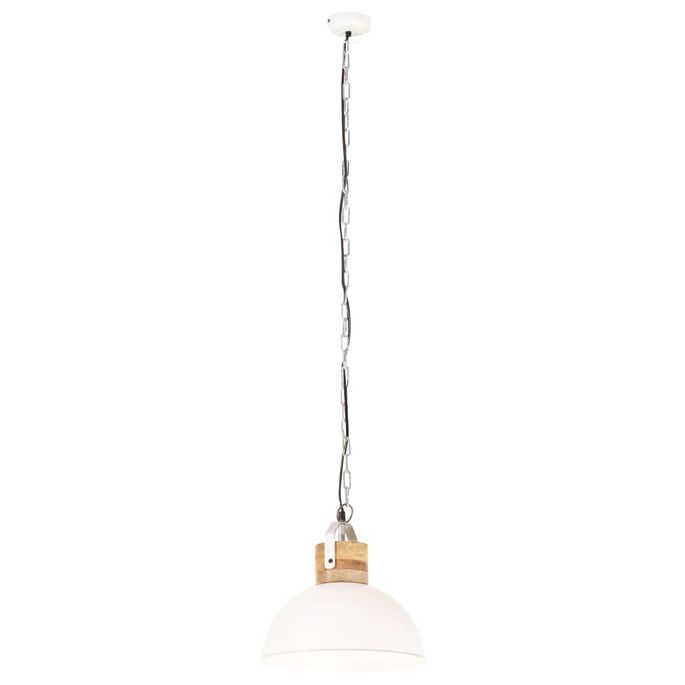 Lampe suspendue industrielle Blanc Rond 32 cm E27 Manguier 2 - Photo n°5
