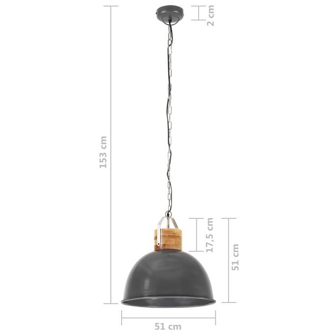 Lampe suspendue industrielle Gris Rond 51 cm E27 Manguier - Photo n°9
