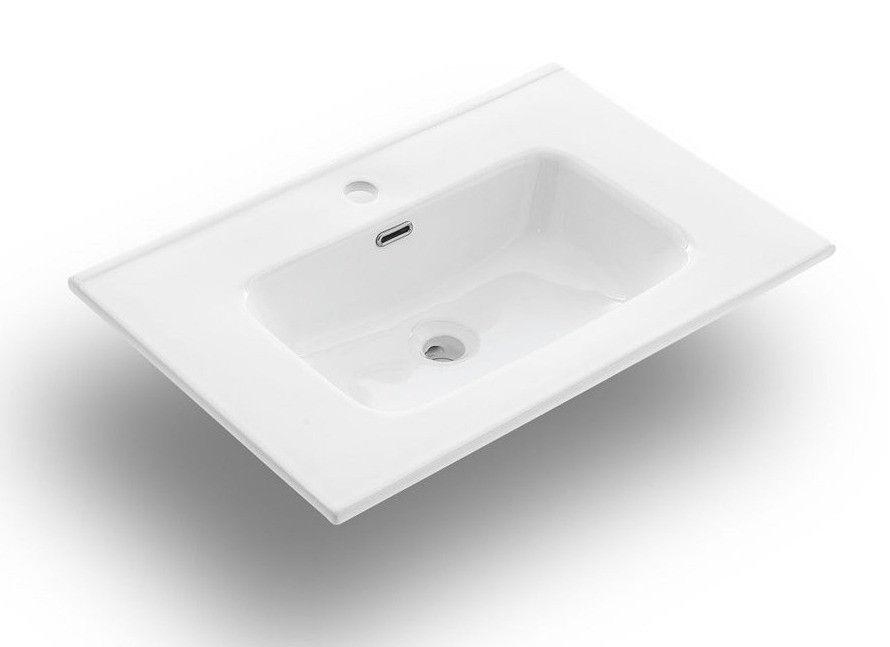 Lavabo à encastrer céramique blanc avec trop-plein Cesar L 71 cm - Photo n°1