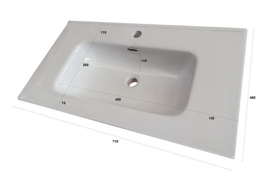 Lavabo à encastrer céramique blanc avec trop-plein Cesar L 71 cm - Photo n°2