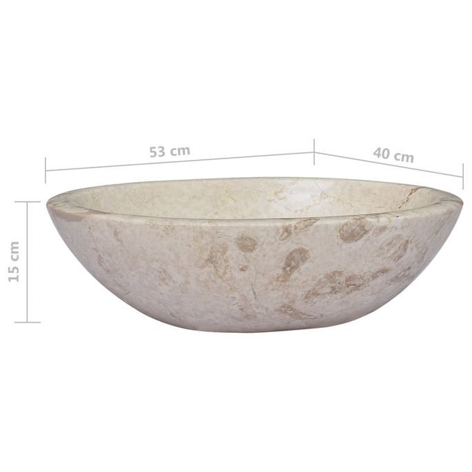 Lavabo Crème 53x40x15 cm Marbre - Photo n°7