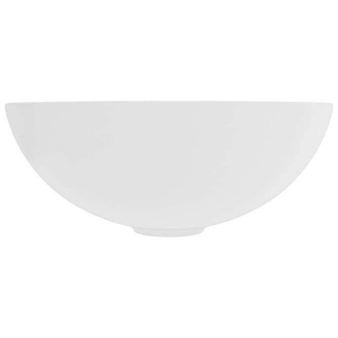Lavabo de salle de bain Céramique Blanc mat Rond - Photo n°3