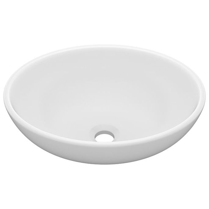 Lavabo ovale de luxe Blanc mat 40x33 cm Céramique - Photo n°2